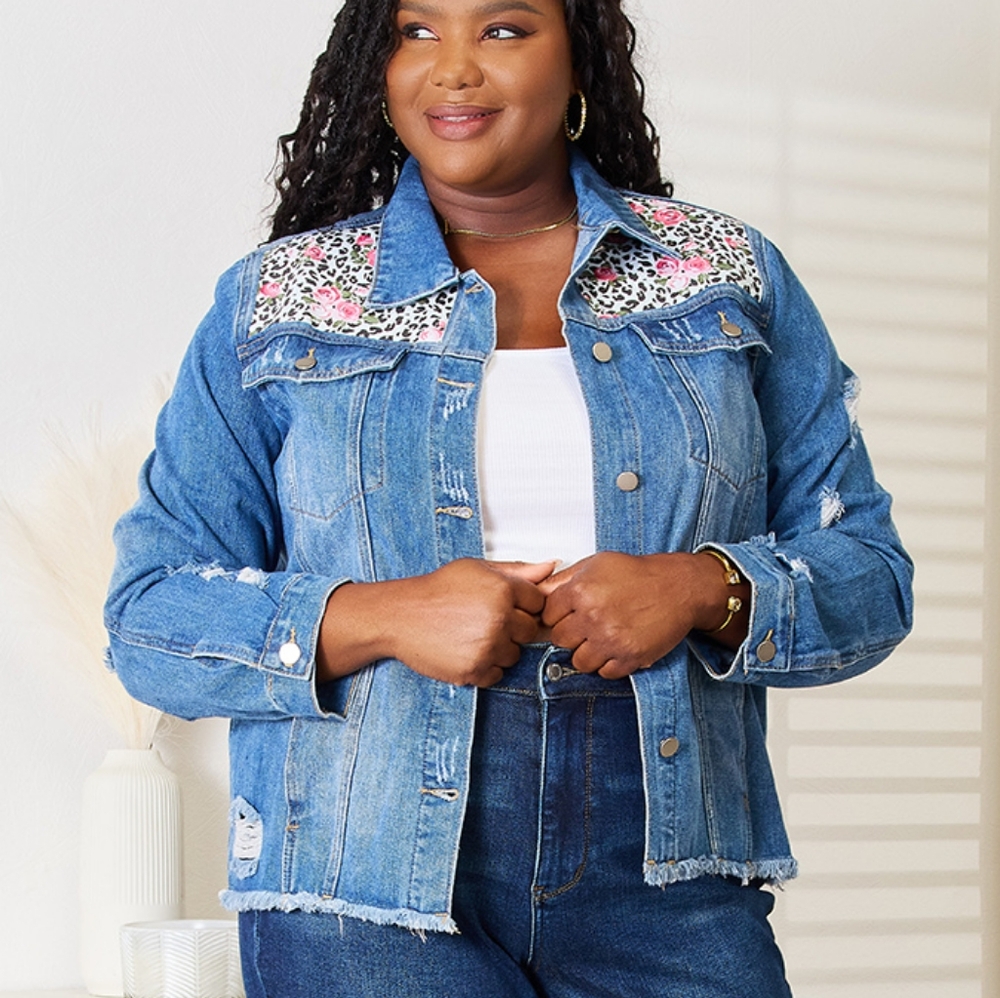 Leopard Rose Distressed Jacket - Picture 4 of 10